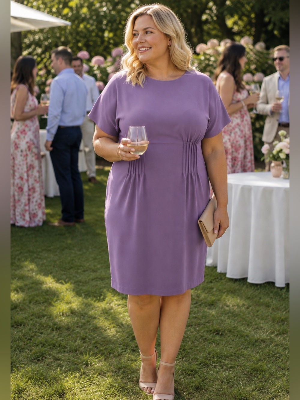 BOSS Hugo Boss Elegant Purple Short-Sleeve Shift Dress Size 18
